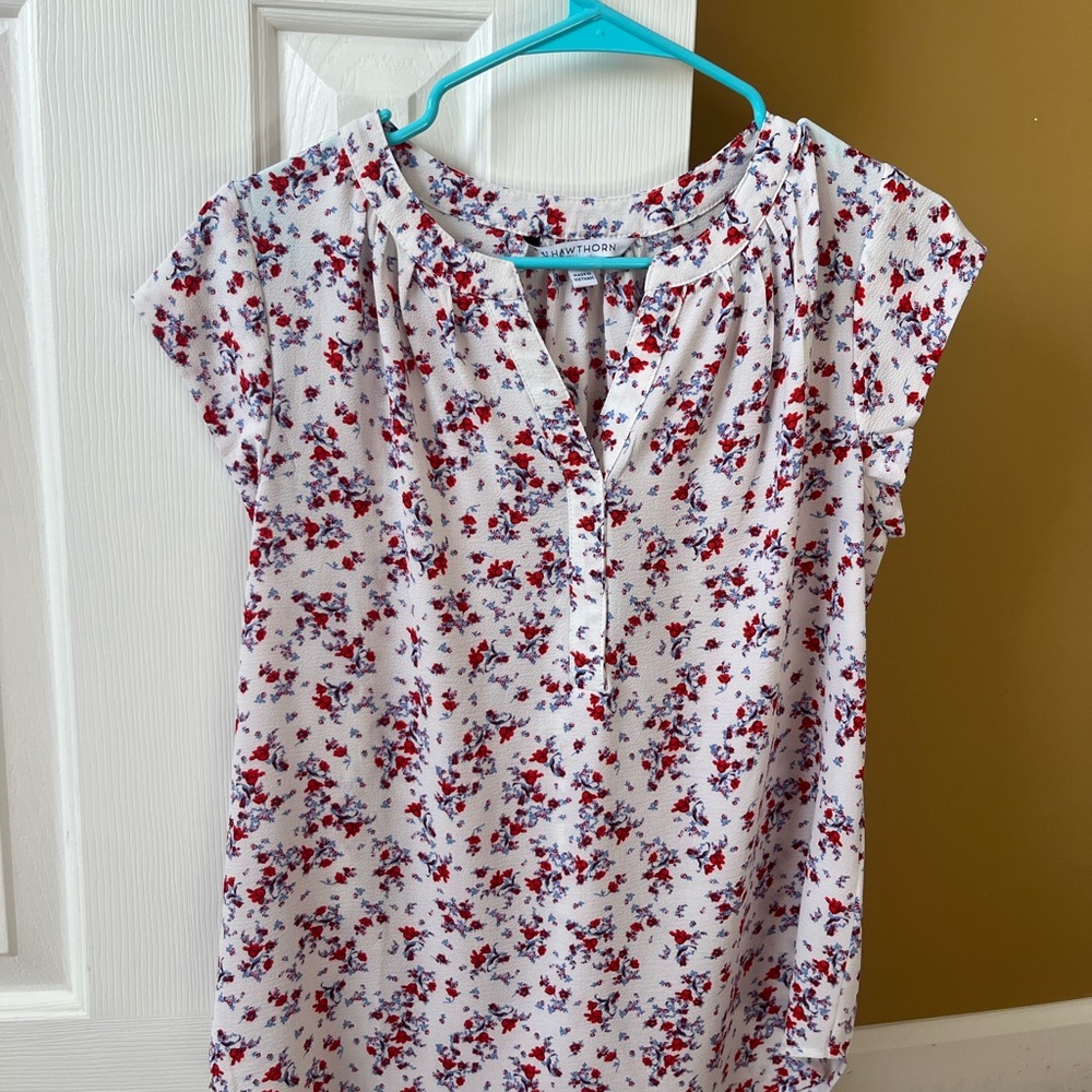 41 Hawthorn Red and Blue Floral Blouse